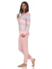 NORMANN Pyjama langarm Schlafanzug Bündchen und gestreiften Oberteil in rosa