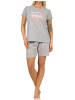 NORMANN Kurzarm Shorty Schlafanzug Pyjama Schmetterlings - 66915 in grau
