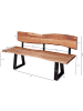 KADIMA DESIGN Holzbank Massiv | Akazie, 180x85,5cm, Baumkante, 4-Sitzer