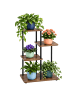 relaxdays Pflanzenständer in Schwarz/ Braun - (B)48 x (H)65 x (T)24 cm