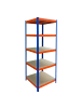 Schwerlastregal "5 Ebenen" in Blau/ Orange - (B)60 x (H)200 x (T)60 cm