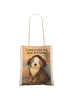 Mr. & Mrs. Panda Leinentasche Hund Entspannen Design mit Spruch in Weiß