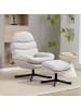 HOMCOM Relaxsessel mit Hocker-93L x 78B x 100H cm-Cremeweiß