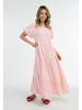 IZIA Damen Kurzarm Maxikleid in Neon Pink