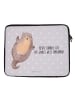 Mr. & Mrs. Panda Laptop Tasche Otter Umarmen mit Spruch in Grau Pastell
