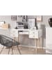 Beliani Schreibtisch LEVIN in Weiß/Braun - (W) 110 x (H) 78 x (L) 55 cm