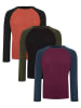 Threadbare Langarmshirt Longsleeve 3er Pack in Orange/ Dunkelrot/ Schwarz