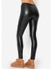 SASSYCLASSY High-Rise Thermo Kunstleder Leggings mit Biese in Schwarz
