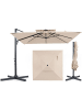 COSTWAY 300 cm Sonnenschirm mit Doppeldach Alu mit Kurbel in Beige