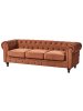 Beliani Chesterfield Sofa CHESTERFIELD in Braun - (W) 201 x (H) 70 x (L) 75 cm