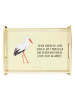 Mr. & Mrs. Panda Dekotablett Storch mit Spruch in Gelb Pastell