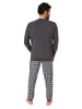 NORMANN langarm Schlafanzug Pyjama Bündchen und karierter Jersey Hose - 83160 in grau