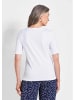 GOLDNER Printshirt Jersey-Oberteil mit grafischem Glanzdruck in weiß / marine / gemustert