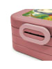 Mr. & Mrs. Panda Snackbox Pinguin mit Kind Design mit Spruch in Rot Pastell