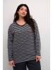 KAFFE curve Langarm-Shirt KCwinni Loose fit in Black Oyster/Ant. White Stripe