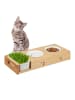 relaxdays Katzen Futterstation in Natur/ Weiß - (B)44 x (H)6,5 x (T)18 cm