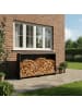 relaxdays Kaminholzregal in Schwarz - (B)200 x (H)110 x (T)29 cm