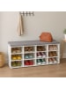 relaxdays Schuhbank in Weiß/ Grau - (B)104 x (H)48 x (T)30 cm