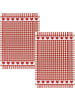 Kracht Jacquard, Halbleinen, Leinen / Halbleinen Geschirrtuch 2er-Pack in Karo/Herz rot