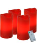 STAR Trading LED Kerzen Advent mit Timer, rot, 10cm, 4er-Set in Silber