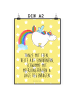 Mr. & Mrs. Panda Bild Einhorn Fliegendes Pferd mit Spruch in Gelb Pastell