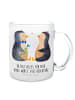Mr. & Mrs. Panda Kaffeeglas Pinguin Pärchen mit Spruch in Transparent