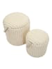 Mauro Ferretti Set aus zwei Poufs aus cremefarbenem Plüschstoff mit Aufbewahrungsfach