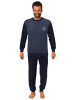 NORMANN Frottee Pyjama langarm Schlafanzug Bündchen - 58908 in blau-melange