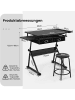 COSTWAY Zeichentisch mit Hocker in Schwarz