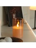 MARELIDA LED Kerze im Glas Windlicht flackernd D: 7,5cm H: 12,5cm in orange