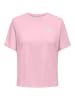 JACQUELINE de YONG Legeres T-Shirt mit Schriftzug in Bouclé-Optik in Rosa