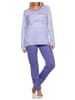 NORMANN Langarm Schlafanzug Pyjama Bündchen Streifen - 84799 in lila