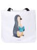 Mr. & Mrs. Panda Tasche Pinguin Buch ohne Spruch in Weiß