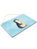 Mr. & Mrs. Panda Deko Schild Pinguin Blumen ohne Spruch in Eisblau