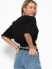 SASSYCLASSY Musselin Bluse zum Wickeln in schwarz