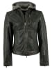 JILANI Lederjacke Lammnappa Kapuze in Schwarz-Beige