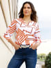 Sieh an! Schlupf-Bluse in weiß-orange-bedruckt