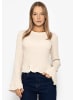 SASSYCLASSY Langarmshirt mit Volants in Beige