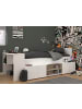 58 aufm Kessel HOCHBETT Parisot Cleo 90x200 mit Schreibtisch Holznachbildung Weiß