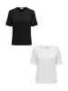 JACQUELINE de YONG T-Shirt 2er-Set  Weich Regular Fit Rundhals in Schwarz-Weiß