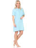 NORMANN Kurzarm Frottee Nachthemd Beachwear in hellblau