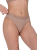 Yenita® Strings 3er Set Damen Tanga mit elastischem Logobund in beige