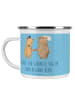 Mr. & Mrs. Panda Camping Emaille Tasse Braut Tag mit Spruch in Sky Blue