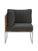 home24 home24 Loungeecke - Webstoff / Teak massiv / Edelstahl - Hellgrau - 70 x 74 x 70 cm in Anthrazit