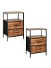 relaxdays 2 x Nachttisch in Braun/ Schwarz - (B)38 x (H)61 x (T)28 cm