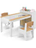 COSTWAY Zeichentisch mit 2 Stühlen ab 3 Jahren in Hellbraun