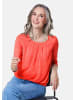 GOLDNER Kurzgröße:  Chiffon-Shirt mit 3/4-Arm, Rundhals in papaya