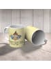 Mr. & Mrs. Panda Kindertasse Fledermaus Zauberer mit Spruch in Gelb Pastell