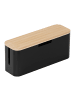 relaxdays Kabelbox in Natur/ Schwarz - (B)34 x (H)14,5 x (T)11 cm