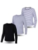 LOREZA 3er Set Langarmshirts - Basics - Mehrfarbig